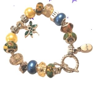 New toggle clasp bead charm dragonfly bracelet